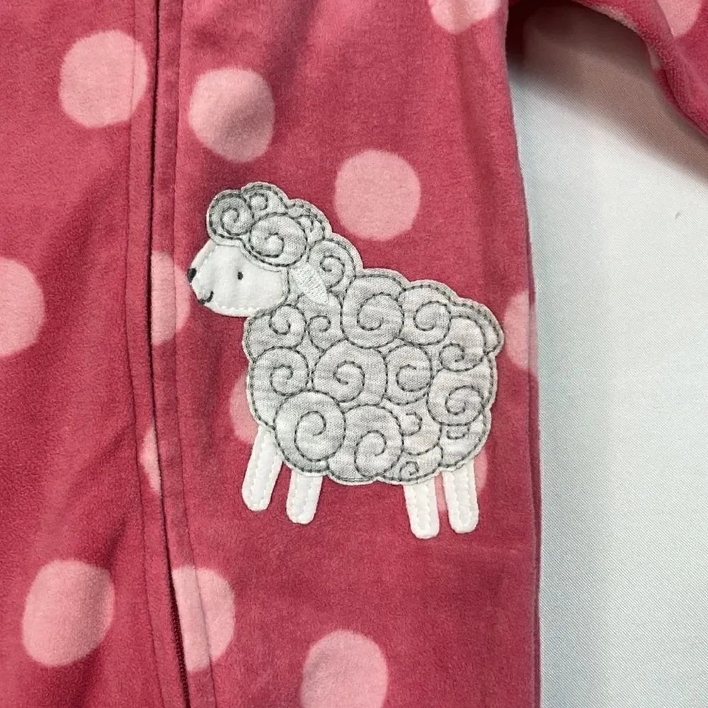 Carter’s Child of Mine Punk Polkadot Sheep Fleece Sleep and Play 3-6 months EUC